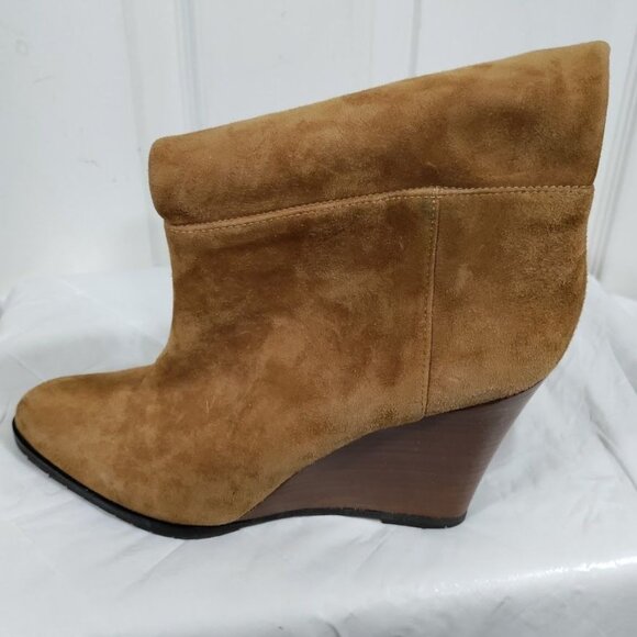 L.K Bennet London Zia Caramel Suede Leather Wedge Heel Ankle Boots Women's 9 - Picture 4 of 9